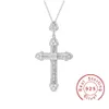 Colliers pendentifs Luxury 925 Sterling Sier Cross Collier Clear Pave Sona Diamond for Men Women Christmas Gift239g Drop DIVRITE