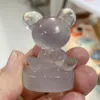 Figurine decorative 1 pcs Florite naturale intagliato a mano Orso Figurale Figurina Figurina Quarzo Guarigione REIKI CHE CHE CHE CHAKRA