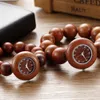 Redwood Sandalwood fashionabla och kreativa antika avslappnade parklocka, student trä vattentätt armband, Buddha pärlor