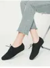 Casual Shoes Fashionabla fyrkantiga tå Mesh Flat Bottomed Women's With Solid Color Woven spetsar upp för komfort fritid