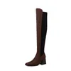 Bottes hivernales confortables Blue Grey Femmes High haut sur le genou Talou Dame Dame Shoes plus grande taille 12 43 45 48