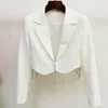 Kvinnorjackor Star Jacket Design Sensation Explosive Street Heavy Industry Water Diamond Tassel Short Suit Coat