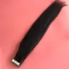 Pele Weft Hair Malásia Yaki Fita de cabelo humano reto em extensões de cabelo 40 peças por pacote de 8-30 polegadas marrom preto