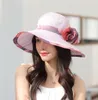 Breda randen hattar elegant solhatt för kvinnor sommar stora damer mode blomma fiskare antiuv rese strand 20229530533