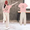 COREAN SIMS BAMBINI GIURNI GIURNI SUDIE Adolescente Cartoon Cartone Cotton Tshirtsport Pants Studenti Set di vestiti 240408