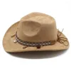 ベレー帽ユニセックスカウボーイハット女性と男性のためのウエスタンキャップ57-58cm装飾シェル編組ストラップレトロデザインジャズスタイルNZ0125