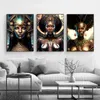 Africain Women Black Gold Jewelry Toile peintures imprimées Wall Art Pictures Nordic Modern Figures Affiches du salon DÉCOR HOME