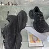 Casual Shoes 2024 Spring Autumn Leather Crystal Flats Sneakers Lace Up Round Toe Thick Sole Brand Outside Walking