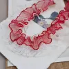 HOT Double intercolor Red and White ruffled lace DIY clothing skirt hat hem curtain bedding border sewing girl's room decoration