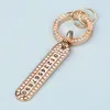 Keychains Luxury Crystal Anti-lost Phone Number Pendant Keychain Chic Personality Tag Plate Keyring Couple Key Holder Accessories Gift