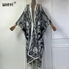 Summer Kimono African Boho Print Dress Beach Wear Elegant Cardigan Holiday Outfits For Women Cover Up Robe