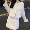 Work Dresses Formal Chic Suits Women's Spring Autumn Single-Breasted Thicke Jacket Skirt Two-Piece Fashion Loose Long-Sleeved Suit