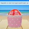 Disposable Cups Straws 100 Pcs Round Container Lid Ice Cream Pudding Paper Dessert Jelly Pink