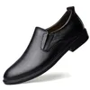 Casual Shoes 2024 High Quality For Men Slip On Leather Spring And Autumn Solid Chunky Heels Daily Fashion Business