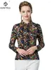 Kvinnor Blueses Birdtree Long Sleeve Print Slim Fit Mulberry Silk Shirts For Women Elegant Vintage 2024 Spring Top T42209QM