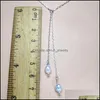 Collares colgantes Prueba de Pearl 925 Sier para mujeres Collar brillante Collar Glohing Handmade 5-6 mm ovalado longitud larga joya de regalo Drop entrega dhgarden dhlih