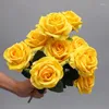 Decoratieve bloemen Wedding Bridal Floral 10 Heads Artificial Roses Bundel Silk Fake Home Living Room Decoratie Simulatie Bloem Rode Rose