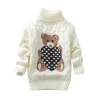 2023Autumn Winter spädbarn Baby Boys Girl Christmas Sticked Cartoons Bear Round Neck Pullovers varma tjocka tröjor 1-4 år