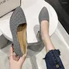 Casual Shoes Pointy Flat Single Women Pleid flätan Grunt mun lata kvinnors mjuka sula slev stora storlek