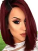 Ombre de beleza perucas de bob vermelho para mulheres sintéticas loiro curto preto marrom marrom reto peruca bordô fibra resistente ao calor de cabelo10151533385377