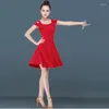 무대 착용 2024 스타일의 여름 짧은 슬리브 라틴 댄스 드레스 여성 아세테이트 섬유 볼룸 경쟁 및 연습