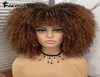Hairsynthetisch kort haar afro kinky krullende pruik voor zwarte vrouwen cosplay blonde synthetische natuurlijke rode Afrikaanse ombre gluueless hight5468102