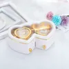 Double Heart-shaped Dancing Girl Music Box ABS Log Semi-hand Creative Music Jewelry Box White And Pink Girl Gift Music Box