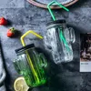 Wijnglazen Plastic Drink Clear Tumblers Glazen pot met deksel en tropische chique nieuwigheid Jars luau