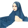 Ethnic Clothing Muslim Hijab Solid Color Diamond Pl On Amira Long Scarf Strapped Shawl Middle Eastern Soft Mti-Color For Women Drop De Otydn