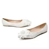 Casual schoenen de trouwschoen knop zijden plat comfortabel oversized ondiepe mond bruidsmeisje groot formaat 34 tot 43