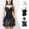 Lingeries sexy espartilho para mulher espartilho vitoriano com tiras de renda gótica Bowot Overbust bust Sexys Corsets com mangas