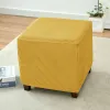 Solid Color Ottoman Stool Cover Stretch Polar Fleece Square Foot Pall Cover All-Inclusive Foot Ripcover Living Room Home