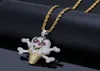 Iced Out Skull Ice Cream shape Pendant Necklace Cubic Zircon Ice Cream Pendant Necklace With Rope Chain3164943