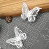 20pcs/lot White Organza Double Layer Butterfly Patches Embroidery Trim Decal For DIY Handmade Hairpin Decorate Accessories