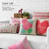 Kussenbrief Love Home Covers katoen linnen roze hoes bankje Nordic decoratieve kast almofadas 45x45cm