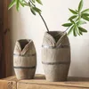 Vaser järn trä sömnad timmer vas handgjorda paulownia fast tyst stil vintage trä dekoration blumen