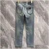 Dames jeans hoogwaardige herenontwerpersbroek mannen slanke kleine rechte katoen casual denim broek fashiona driehoek logo letter gra dhsdb