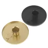 1pcs Black Gold plaqué Bandlers Pilier Assiette en métal pour le festival de mariage Portavelas Candelabra Art Gift Home Decor