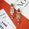 Stud Earrings Vintage Triangle Rectangle Geo Statment Exquisite Women Insert Stone Pendant Post Brincos