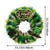 Fleurs décoratives Porte de couronne artificielle 40cm Lavande Printemps Round Patrick Day Signe de bienvenue pour la ferme extérieure intérieure 2024