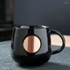 Muggar Solid Color Mug Ceramic Bronze Seal Brand Water Cup Printed Mönster