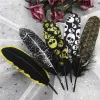20st Golden Black Feathers for Craft Photography Props Gold Dopping Goose Pluma Diy Dream Catcher Accessories Wedding Decoration