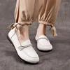 Casual Shoes 1.8cm Cow Natural Genuine Leather Women Novelty Authentic Summer Retro Elegance Flats Shallow Round Toe Sofe Soled Comfy