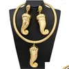 Earrings Necklace Set African For Women Fashion Eggplant Drop Large Size Pendant Nigerian Bridal Jewellery Delivery Jewelry Sets Otwuw