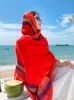 Halsdukar resesemester eleganta kvinnor silkes halsduk sarong strand wraw shawl lady sunscreen casual bandana hijab bohemian scarve pareo