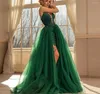 Party Dresses Exquisite Green Luxury Cocktail Ball Gown Prom Dress With Detachable Tail Formal Occasion Sweep Train Evening