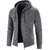 Mężczyźni jesienne kurtki płaszcz zamek błyskawiczny Placket długie rękawy z kapturem z kapturem Kolor Kolor Keep Warm Cardigan Smulk Fit Fit Winter Hoodie