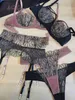 Pyjamas sexy en lingerie de luxe de luxe Bras STRAP SOUS-WEARS 3 pièces Garter Bilizna Set Y Erotic Transparent Lace Femmes Intime L410