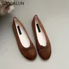 Sıradan Ayakkabı Suojialun 2024 Sonbahar Kadınlar Düz Moda İpek Yuvarlak Toe Bayanlar Balerinler Dess Balesi Ayakkabı Üzerinde Sığ Kayma
