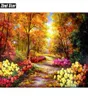 DIY Oljemålning av siffror Landscape Wall Decor Canvas Borstmålning Färgfärgning efter nummer Blommor Akryl Craft XSH9181581